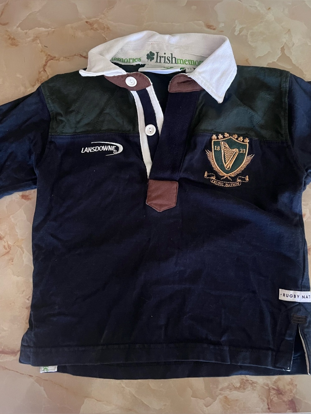 Kids Navy & Green Rugby Polo from Ireland